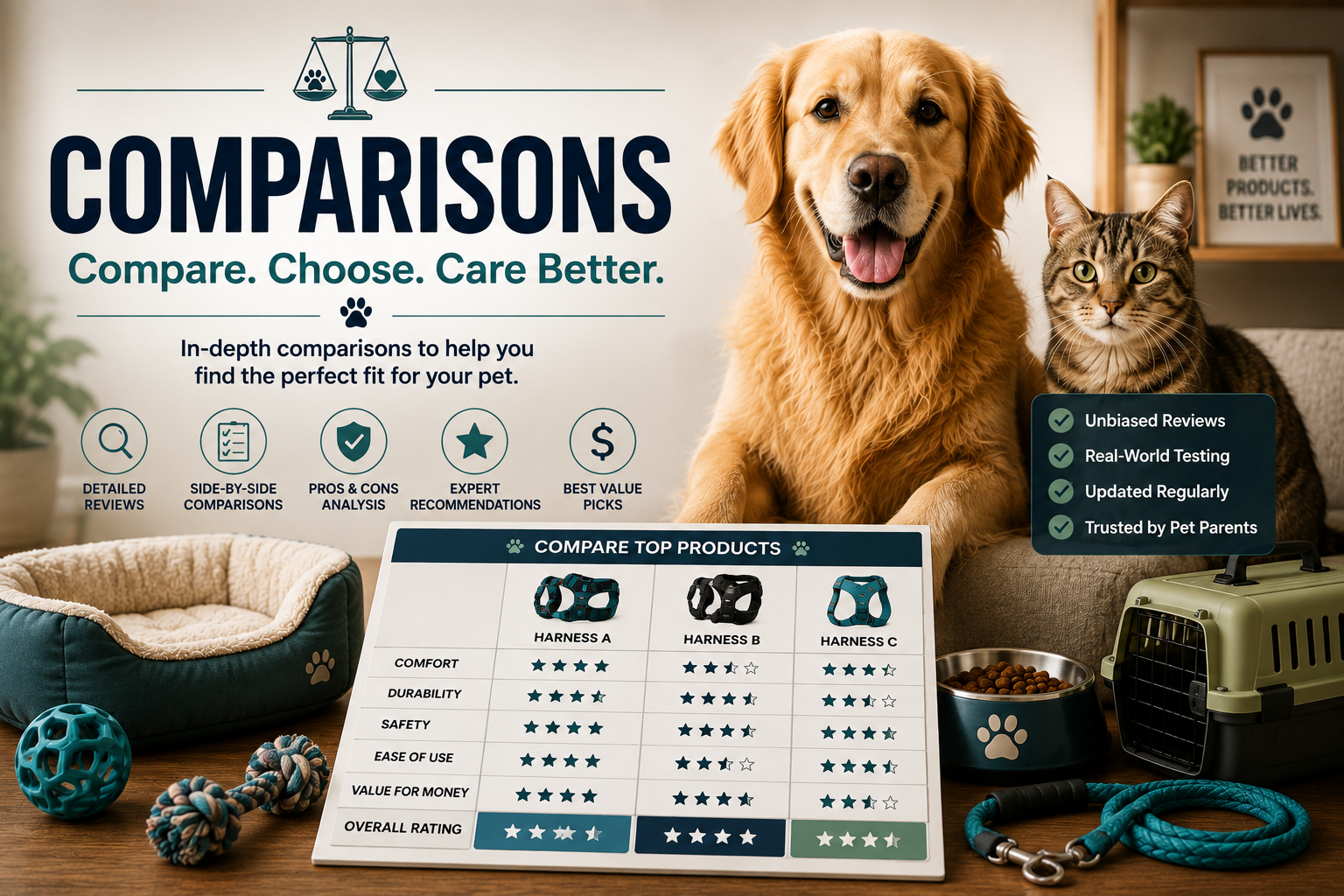 Comparisons buying guide and pet product selection advice